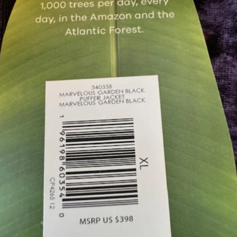 FARM Rio Black Marvelous Garden Puffer Jacket Exotic Tropical Leopard Print - Picture 16 of 16